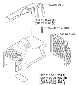 Covers Diagram and Parts List for 232L 2006-04 Husqvarna Trimmer