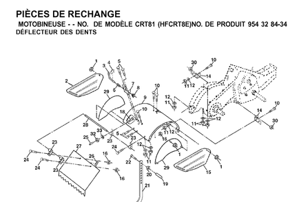 Tine Shield Diagram and Parts List for CRT81 (HFCRT8E)(2001-01) Husqvarna Cultivator