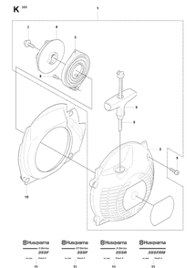 Starter Diagram and Parts List for 355FX 20082700001-20192999999 Husqvarna Brush Cutter