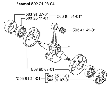 Crankshaft Diagram and Parts List for 232RD 2000-10 Husqvarna Brush Cutter
