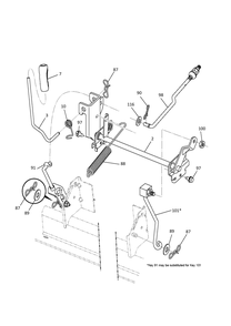 Mower Lift / Deck Lift Diagram and Parts List for TS146  Husqvarna Lawn Tractor