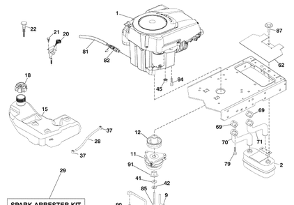 Engine Diagram and Parts List for LGT2554 (96043009400)(2009-10) Husqvarna Lawn Mower
