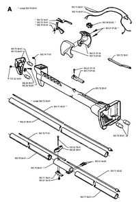Shaft And Handle Diagram and Parts List for 225RD 19942300001 - 19951000000 Husqvarna Trimmer