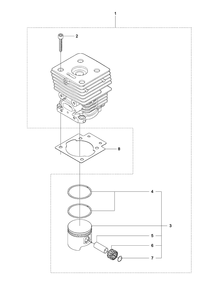Cylinder Piston Diagram and Parts List for 241R 20144900001-Current Husqvarna Brush Cutter
