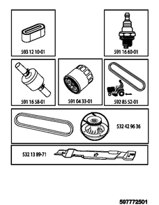 Frequently Used Parts Diagram and Parts List for TS142 (96041043000)(2019-04) Husqvarna Lawn Tractor