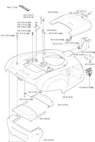 Shell / Body / Cover Diagram and Parts List for 220AC 2007-05 Husqvarna Lawn Mower