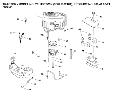 Engine Diagram and Parts List for YTH150 (96041002101)(2008-01) Husqvarna Lawn Tractor