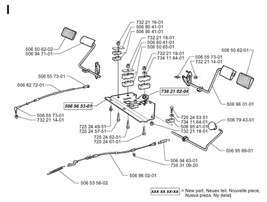 Pedals Diagram and Parts List for R970HST 1998-03 Husqvarna Lawn Tractor