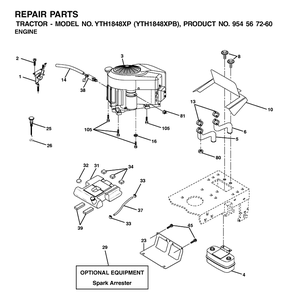 Engine Diagram and Parts List for YTH1848XP (954567260)(2001-05) Husqvarna Lawn Tractor