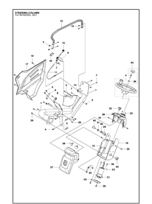 Steering Column 2 Diagram and Parts List for P520D  Husqvarna Lawn Mower