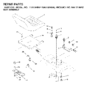 Seat Diagram and Parts List for YTH1848XP (HAU18H48A, 954170057)(2003-01) Husqvarna Lawn Tractor