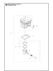 Cylinder Piston Diagram and Parts List for 545FXTAT  Husqvarna Brush Cutter