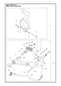 Throttle Controls Diagram and Parts List for 580BTSMARKII  Husqvarna Leaf Blower / Vacuum