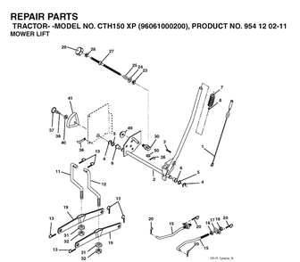 Mower Lift / Deck Lift Diagram and Parts List for CTH150XP (96061000200)(2005-01) Husqvarna Lawn Tractor