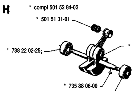 Crankshaft Diagram and Parts List for 61 19933600001-19970100000 Husqvarna Chainsaw