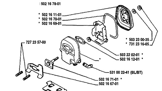 Muffler Diagram and Parts List for 25RD 1989-10 Husqvarna Brush Cutter