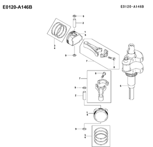 Piston And Crankshaft Diagram and Parts List for FH641V 2001-03 Husqvarna Engine