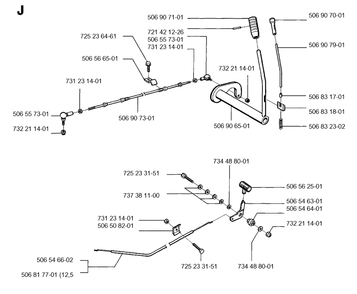 Controls Diagram and Parts List for R850 1996-01 Husqvarna Lawn Tractor