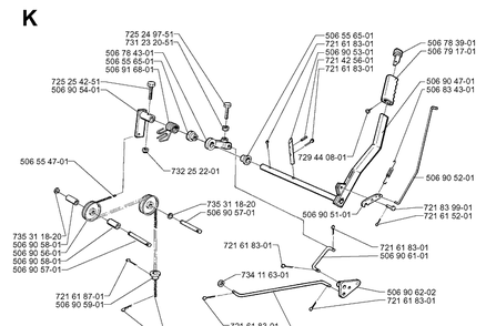Controls 3 Diagram and Parts List for RIDER970 1998-03 Husqvarna Lawn Mower