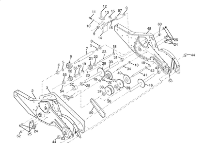 Transmission Diagram and Parts List for 700DRT (96093000404)(2008-11) Husqvarna Tiller