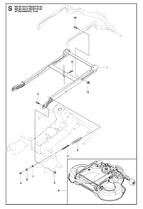 Attachments Diagram and Parts List for R15C (965094401)(2007-01) Husqvarna Lawn Tractor