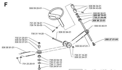 Steering Diagram and Parts List for RIDER970HST 1998-03 Husqvarna Lawn Mower