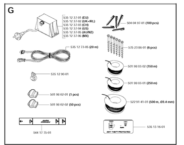 Installation Accessories Diagram and Parts List for 220AC 2011-01 Husqvarna Lawn Mower