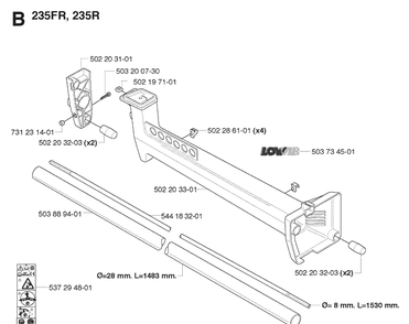 Shaft Diagram and Parts List for 235R  Husqvarna Brush Cutter