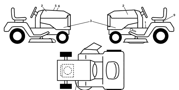 Decals Diagram and Parts List for YTH21K46 (96043008500)(2009-08) Husqvarna Lawn Mower