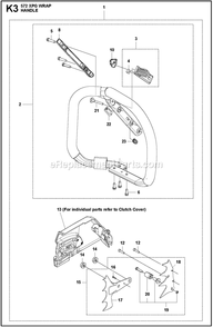 Handle B Diagram and Parts List for 572XPG  Husqvarna Chainsaw