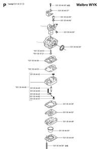 Carburetor Details Diagram and Parts List for 165BT 20053300001-Current Husqvarna Leaf Blower / Vacuum