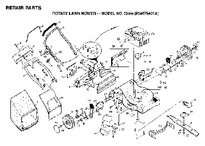 Repair Parts Diagram and Parts List for 56SFE (954076401A)(1995-09) Husqvarna Lawn Mower