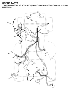 Electrical Diagram and Parts List for CTH150XP (HAUCT15H42A)(2003-01) Husqvarna Lawn Tractor
