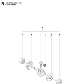 Crankshaft Diagram and Parts List for 327HE4 X-SERIES Husqvarna Hedge Trimmer