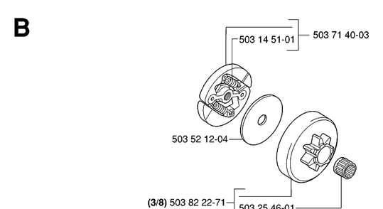 Clutch Diagram and Parts List for 338XPT 20063600001-Current Husqvarna Chainsaw