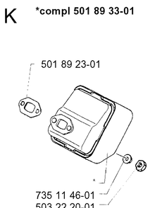 Muffler Diagram and Parts List for 16H 1990-02 Husqvarna Hedge Trimmer