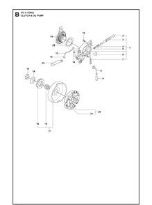 Clutch And Oil Pump 2 Diagram and Parts List for 372XP XPG Husqvarna Chainsaw