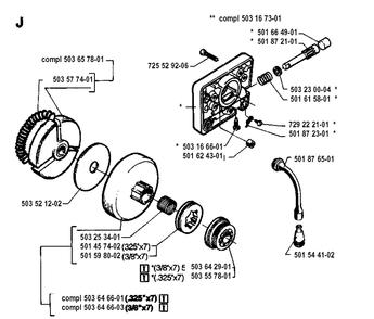 Clutch And Oil Pump Diagram and Parts List for 262XP 19942300001-19960100000 Husqvarna Chainsaw