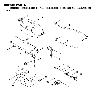 Dash Diagram and Parts List for LTH130 (HE13H36H, 954820001)(2000-02) Husqvarna Lawn Tractor