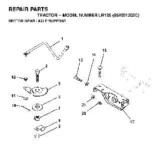 Sector Gear / Axle Support Diagram and Parts List for LR125 (954001202C)(1995-03) Husqvarna Lawn Tractor