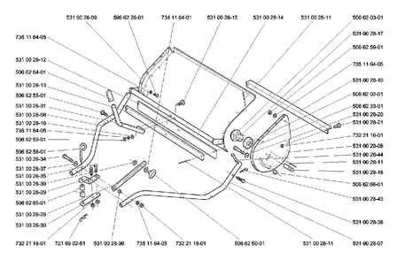 Handle Diagram and Parts List for HS1100 1997-04 Husqvarna Lawn Tractor Accessories