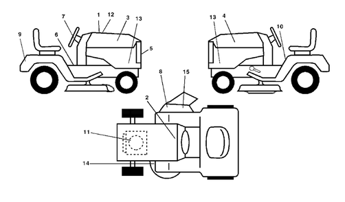 Decals Diagram and Parts List for YTH1542XP (954567253-F)(2002-02) Husqvarna Lawn Tractor