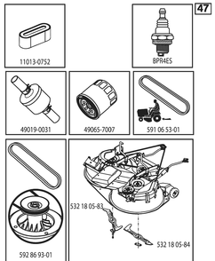 Frequently Used Parts Diagram and Parts List for TC342 (96051018600)(2018-09) Husqvarna Lawn Tractor