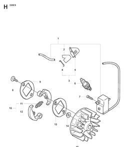 Ignition System And Clutch Diagram and Parts List for 326ES  Husqvarna Edger