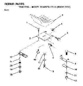 Seat Diagram and Parts List for LR110 (954001232C)(1995-08) Husqvarna Lawn Tractor