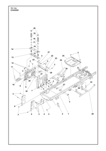Chassis Diagram and Parts List for TC114  Husqvarna Lawn Tractor
