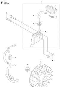 Ignition System 2 Diagram and Parts List for 243RJ 20090900001-20113200000 Husqvarna Brush Cutter
