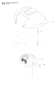 Hood Diagram and Parts List for R155 (965178601)(2007-03) Husqvarna Lawn Tractor