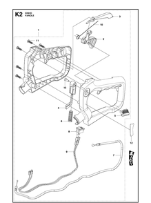 Handle 2 Diagram and Parts List for 226HD75S 20090100001-20130499999 Husqvarna Hedge Trimmer