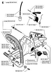 Fuel Tank And Handle Diagram and Parts List for 262XP 19924400001-19942300000 Husqvarna Chainsaw
